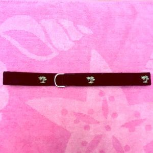 Eliza B. Black Velvet Belt w/ Palm Trees sz M